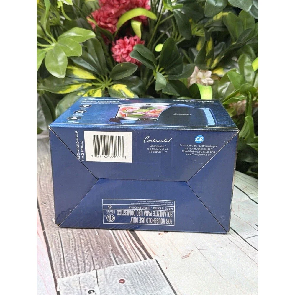 Continental Food Chopper Sapphire Diamond Blue 100W Stainless Steel Blades